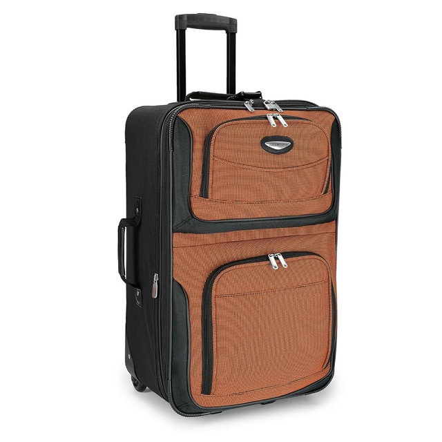 Travel Select Amsterdam Expandable Rolling Upright Luggage, Orange, Checked-Medium 25-Inch