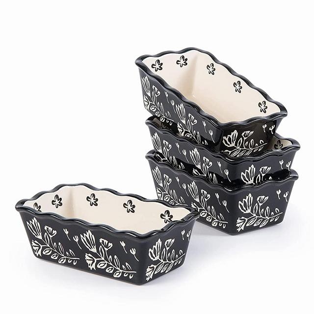 Wisenvoy Mini Loaf Pan Ceramic Loaf Pan Mini Bread Loaf Pans 4-Pieces Mini Loaf Baking Pans Mini Loaf Pans