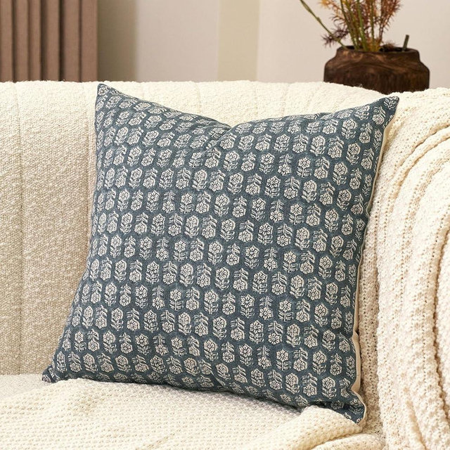 Amor Virisso 20x20 Pillow Covers Floral Pillow Covers Farmhouse Neutral Pillow Covers Decorative Pillows for Couch Accent Sofa Pillows 1PC, Dusty Blue