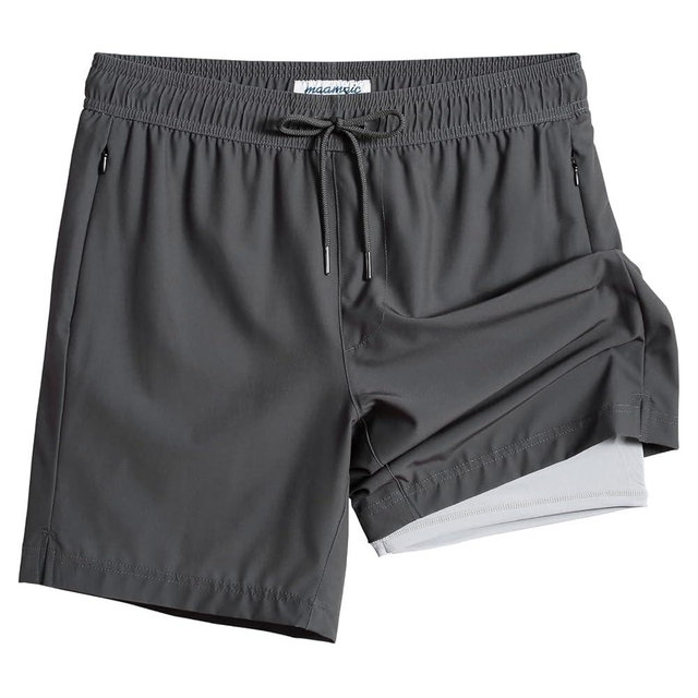 maamgic 2 in 1 Mens Swim Trunks 7 Inch Swim Shorts Swim Suits Board Shorts