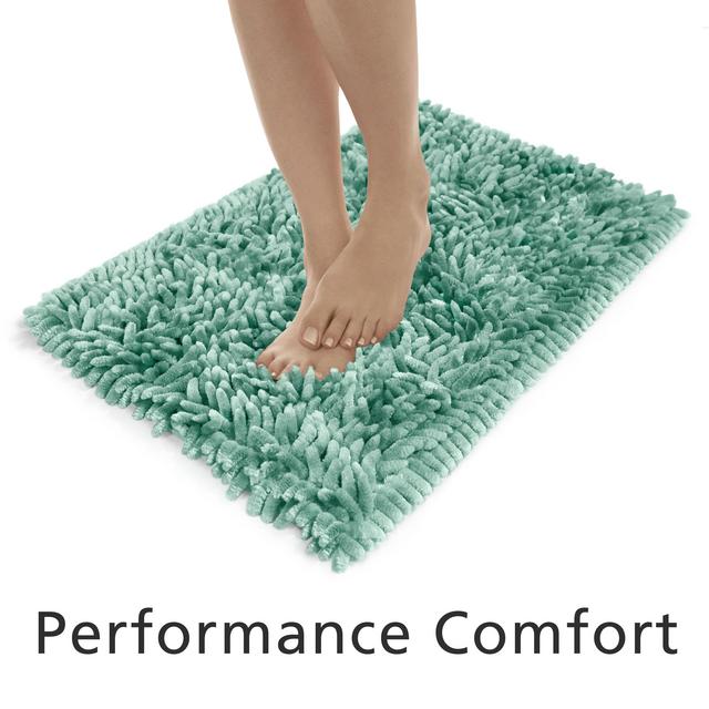 Mainstays Performance Shiny Chenille Absorbent Memory Foam Bath Mat, 17” x 24”, Black