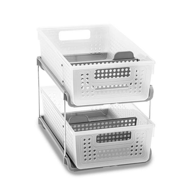 madesmart Antimicrobial 2 Tier Organizer, Pack of 1, Frost