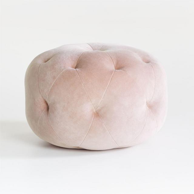 Warm Taupe Velvet Pouf