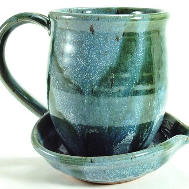 Midnight Sun Pottery Ceramic Microwave Bacon Cooker - Glacier with Green