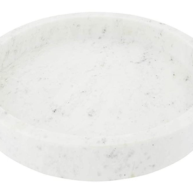 Creative Co-op DF2370 12" Round Marble Decorative Tray, White