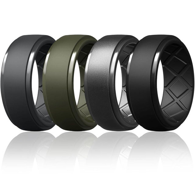 Egnaro Men's Silicone Rings 10mm Wide 2.5mm Thick Rubber Wedding Bands, Multipack 1/4/7 Breathable Comfort Fit For Workout