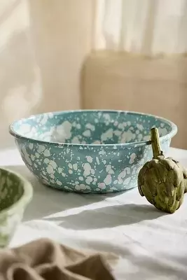 Speckled Enamel Serving Bowl, Blue