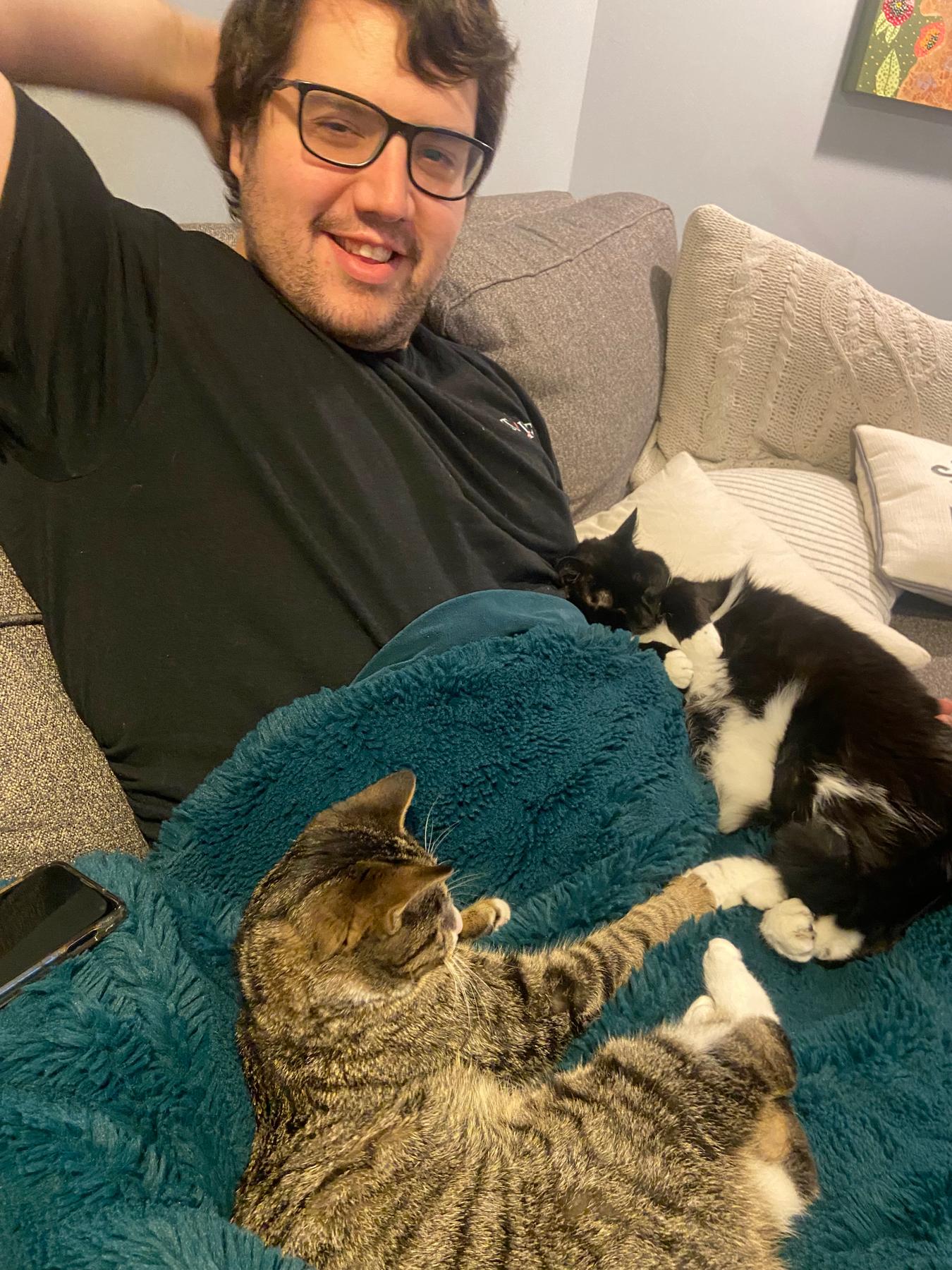 Forcing Brent to be a cat dad, and he’s the best one ever!