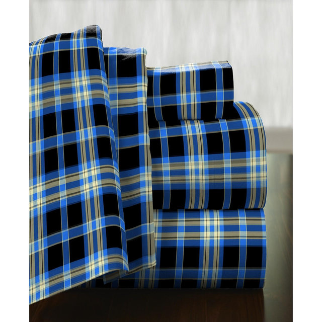 Pointehaven Ashby Plaid Superior Weight Cotton Flannel Sheet Set, Queen
