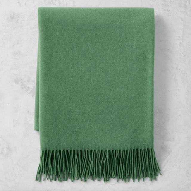 European Solid Cashmere Throw, 51" X 65", Evergreen