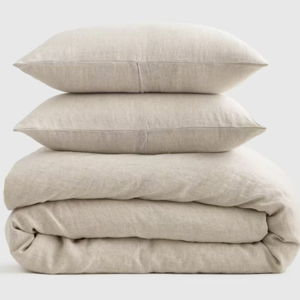 European Linen Duvet Cover Set - Full/Queen - Natural Chambray