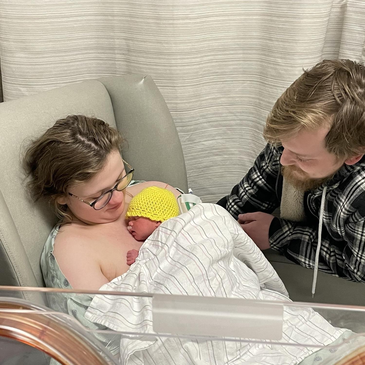 First time holding our beautiful baby!