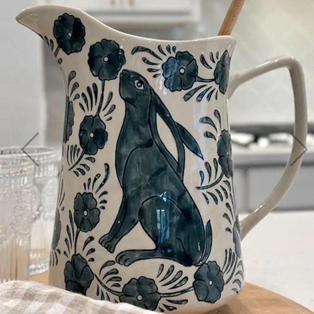 Stoneware Pitcher Handpainted