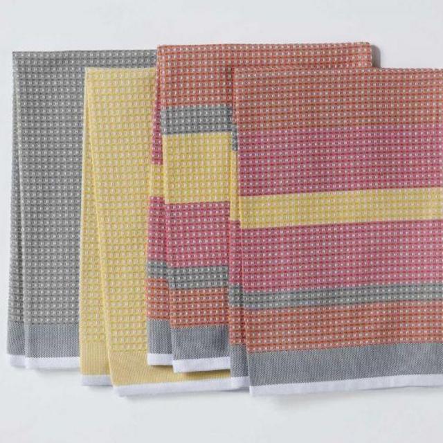 Striped Waffle Organic Kitchen Towels, Set of 4