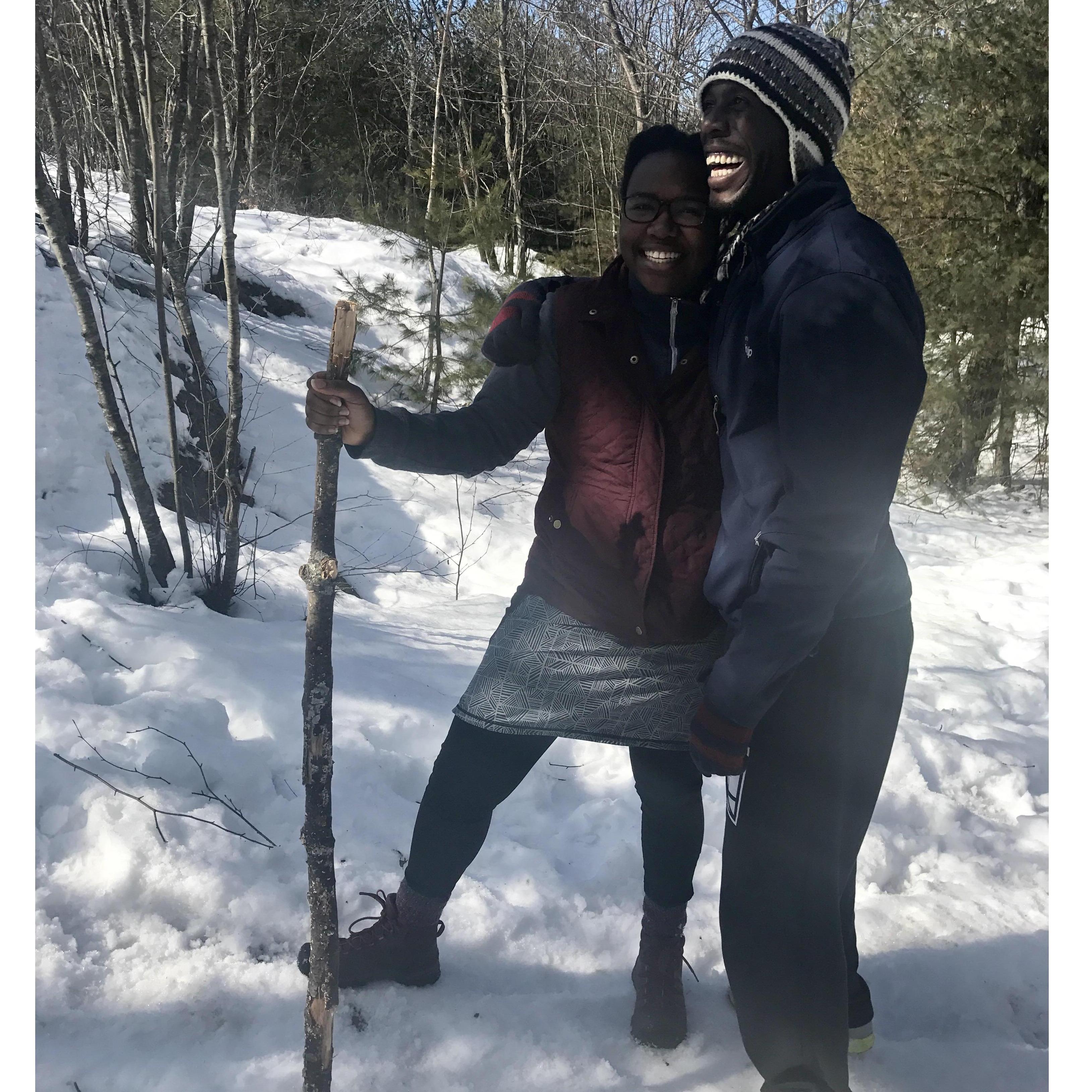 Hiking in the snow