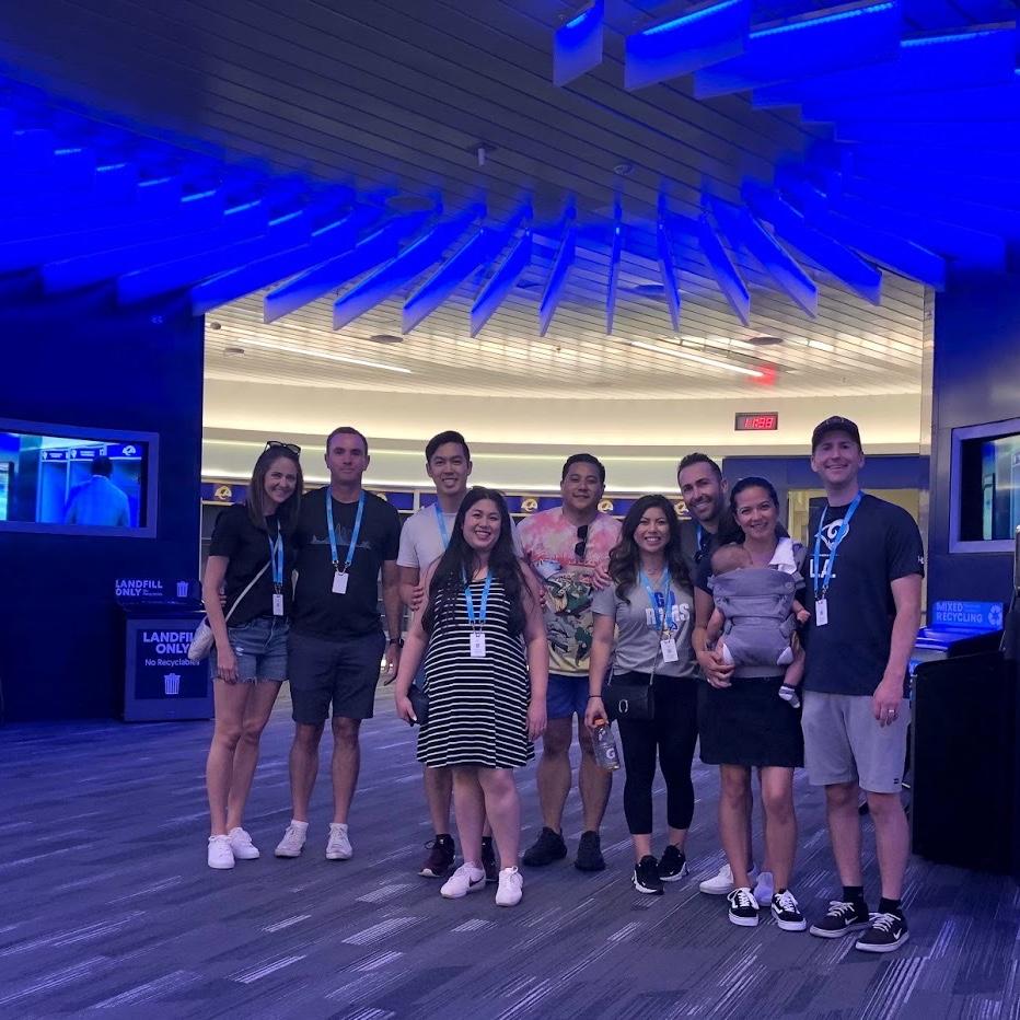 Inside the Rams' locker room for one of Evan's birthdays. We toured all of SoFi Stadium with some close friends and family.