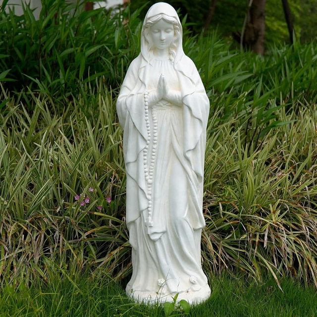 Keslecy Virgin Mary Outdoor Statue - Religious Garden Statue, Blessed Mother, Virgen De Guadalupe, Large Outdoor Garden, Ivory