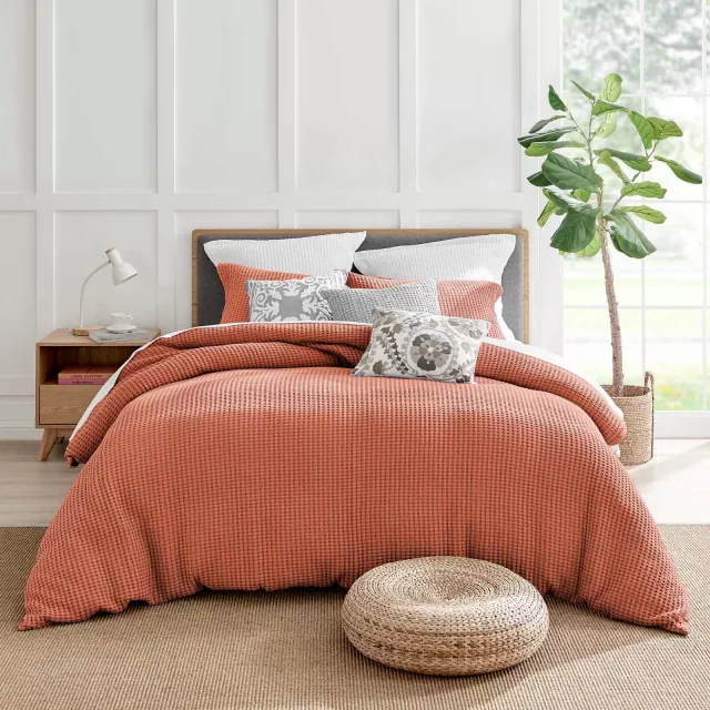 Mills Waffle Adobe King Duvet Set - Levtex Home