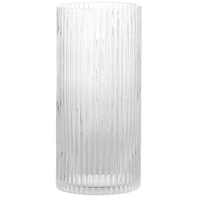 YANWE1 Clear Glass Vase, Glass Flower Vase, Ribbed Glass Vase, Clear Vase, Tall Cylinder Glass Vases for Centerpieces, Living Room, Dining Table, Office, Wedding, Bookshelf Decoration, 9.8 Inches