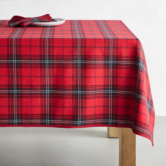 Classic Red Tartan Tablecloth, 70" X 144"