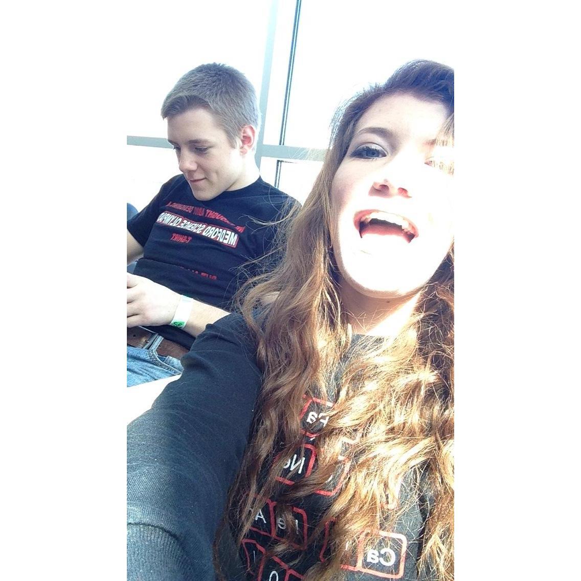 Our first photo together! We were at a Science Olympiad Competition in early 2014. Clearly, Jake wasn't too interested in taking the selfie with me.