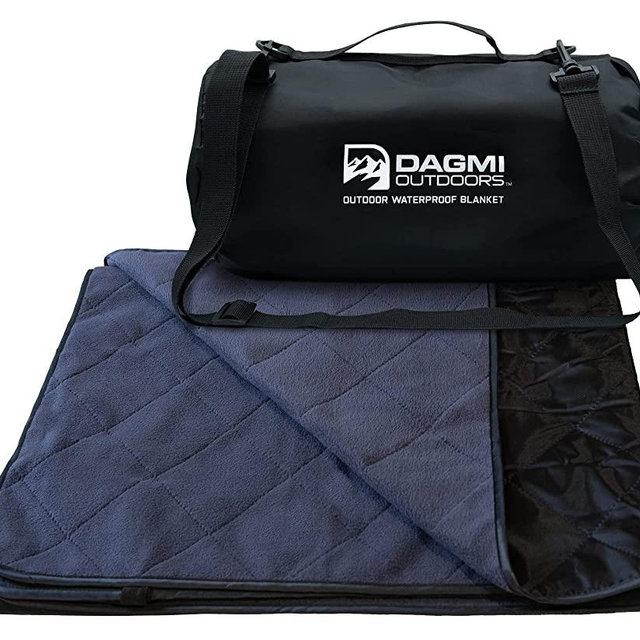 Outdoor Waterproof Blanket by Dagmi Outdoors - Large Fleece Stadium & Camping Blanket for Cold Weather. Perfect for Your Car, Dogs, and Picnic. Windproof, Quilted, Extra Warm, Machine Washable.