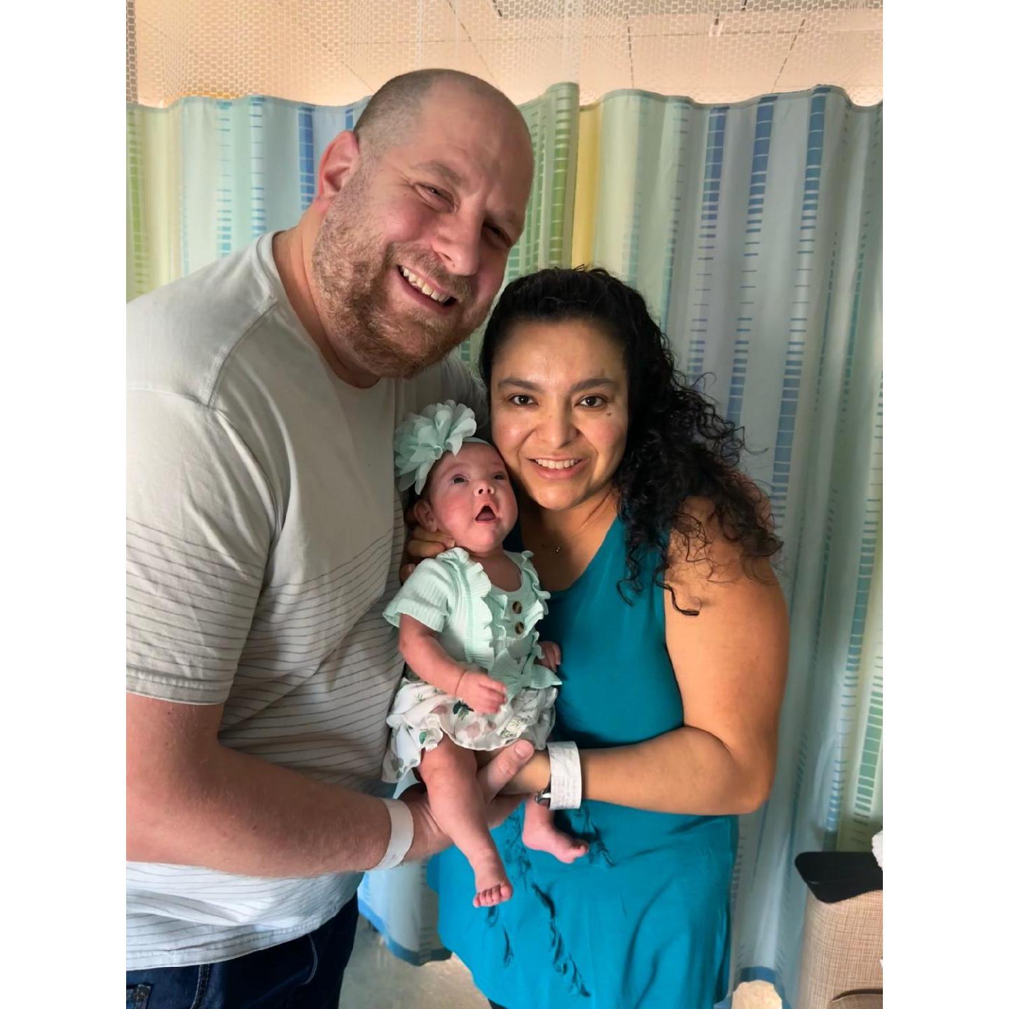 With Isabella in the NICU (with matching "friendship bracelets")