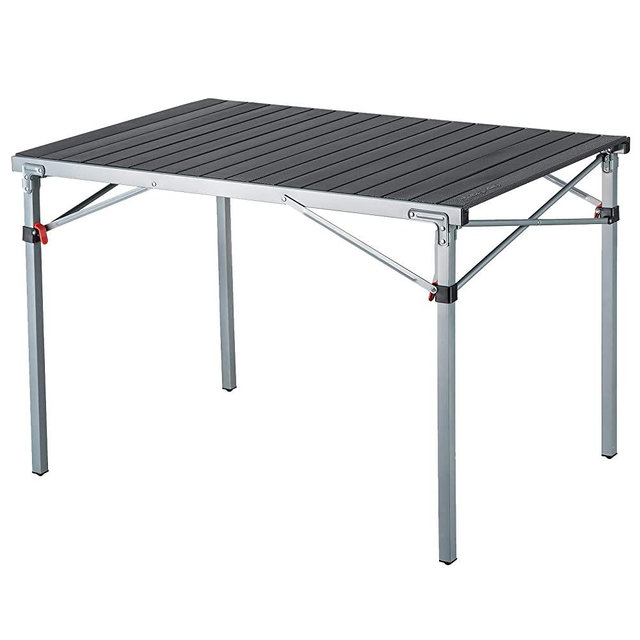 KingCamp Lightweight Aluminum Alloy Folding Table,Portable Strong Stable Roll up Table for 4-6 Person for Picnic|Camping|Barbecue|Backyard Party(Silver Black