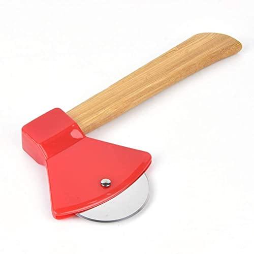 Funny & Cool Axe Pizza Cutter - Unique Men Dad Tool With Steel Сircular Saw, Plastic Cover for Wheel Blade Knife & Bamboo Handle - Cute Kitchen Gadgets Nonstick Stuff Slicer Accessories