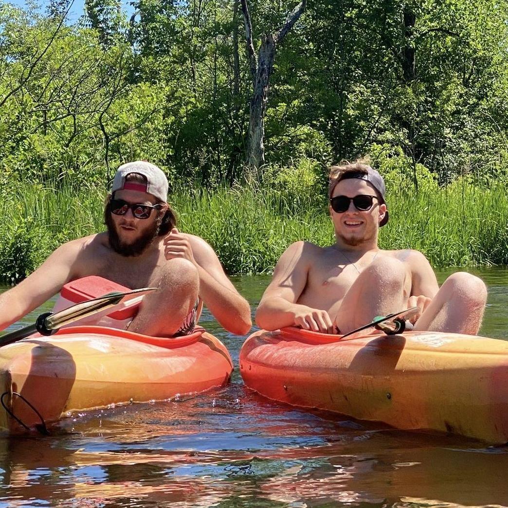Ethan and AJ kayaking