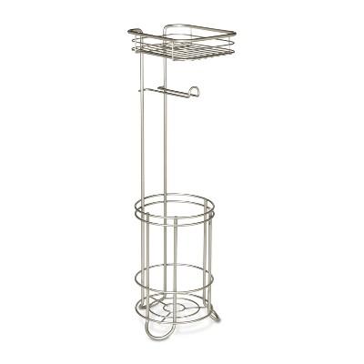 Reserve With Wire Media Shelf Pearl Freestanding Toilet Tissue Holder Silver - Threshold™