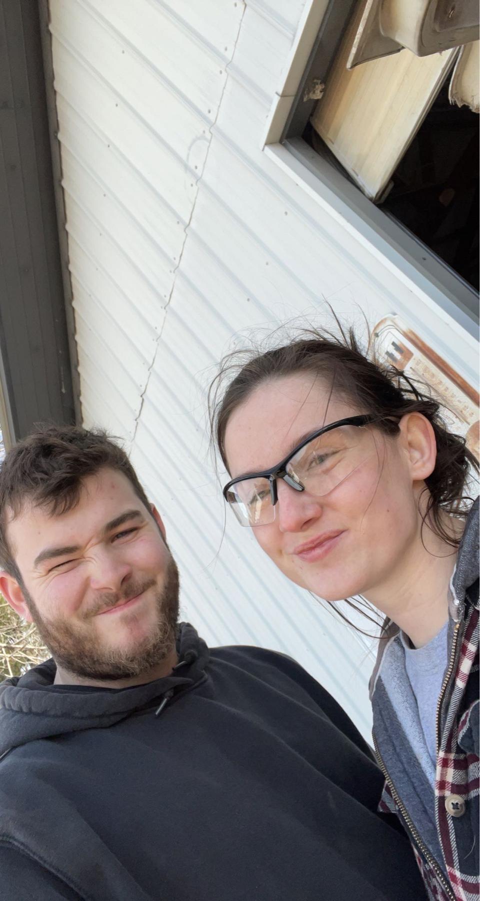 Hot picture of us while working on our van!
