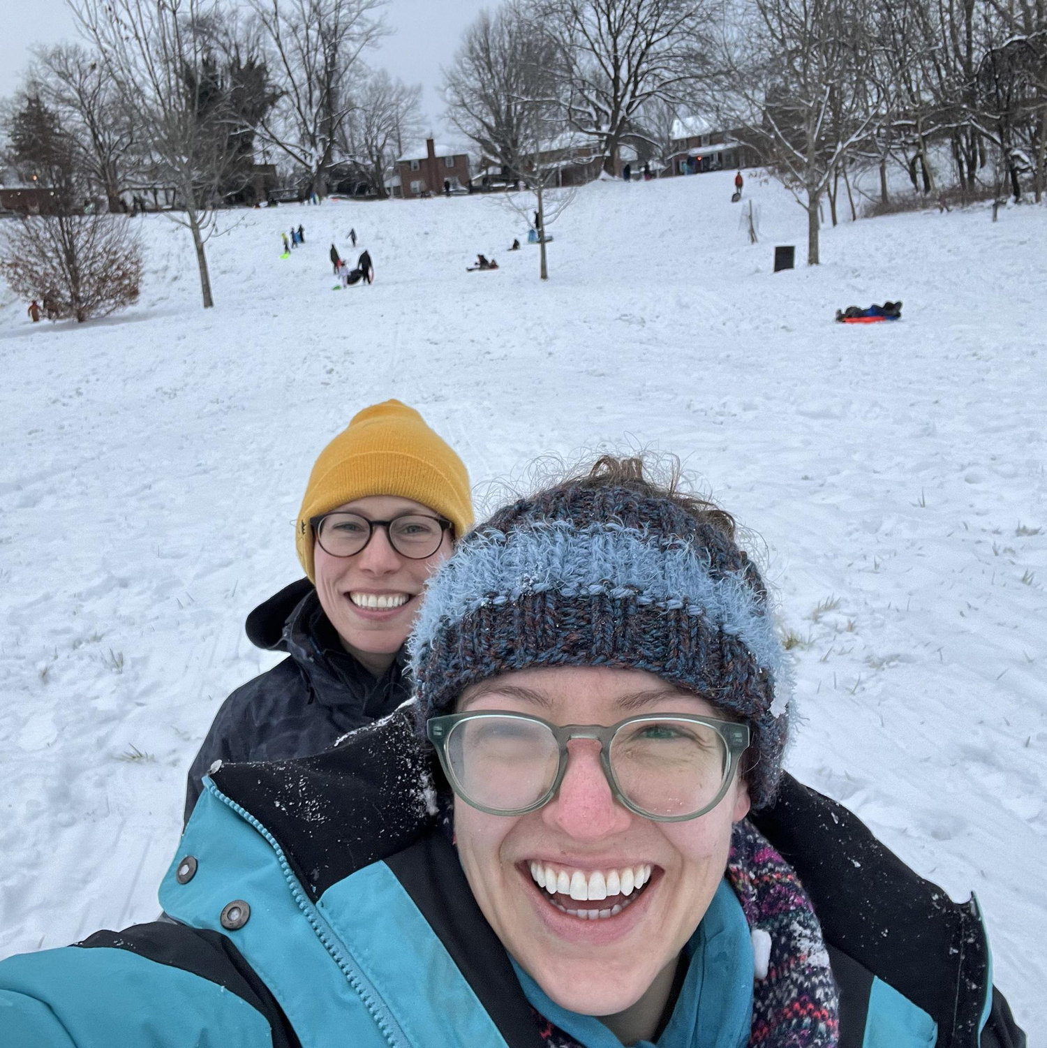 Enjoying a snow day in Herring Run Park, Baltimore