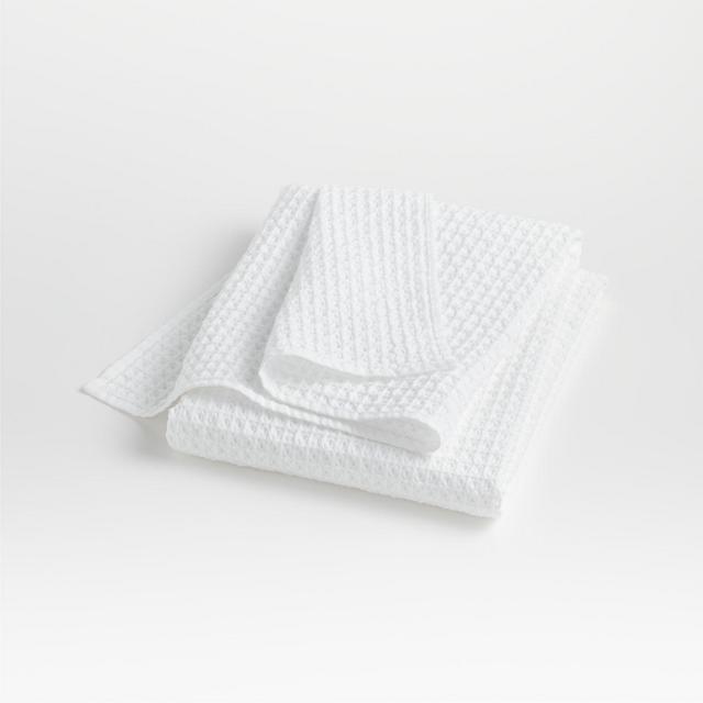 Organic Cotton Waffle White Bath Towel