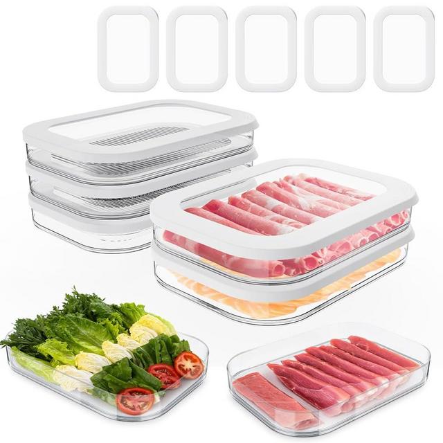 5 Pcs Deli Meat Container for Fridge, Stackable Bacon Lunch Meat Container for Refrigerator, Food Storage Boxes with 5 Lids for Cold Cuts, Cheese, LunchMeat, Salami, Meal Prep Containers, BPA Free
