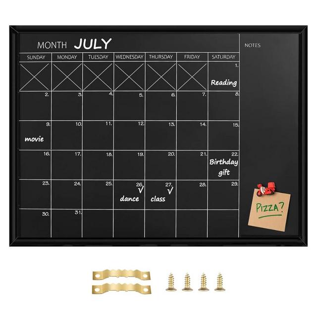 TORASO Calendar Chalkboard, 17 x 23 inches, Magnetic Surface Black Frame Chalk Board for Planning/School Timetable/Memo, Hanging Board for Office, School and Home(YLHB-BK-4358)