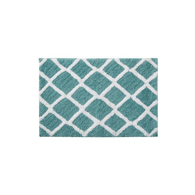 21"x34" Arlo Reversible Tufted Microfiber Bath Rug Aqua