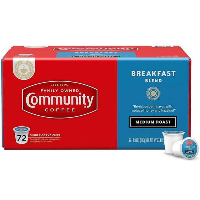 Community Coffee Breakfast Blend 72 Count Coffee Pods, Medium Roast, Compatible with Keurig 2.0 K-Cup Brewers, 72 Count (Pack of 1)