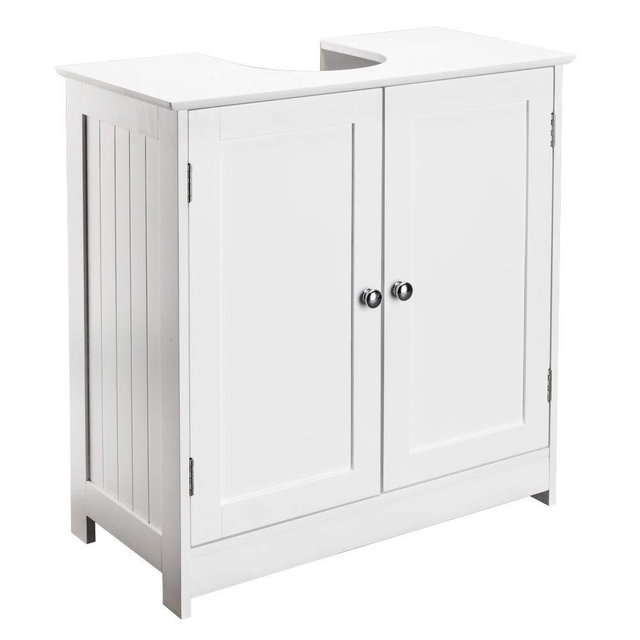 Bonnlo Pedestal Under Sink Storage Bathroom Vanity with 2 Doors Traditional Bathroom Cabinet Space Saver Organizer 23 5/8" x 11 7/16" x 23 5/8" (L x W x H) White (Pedestal Sink)