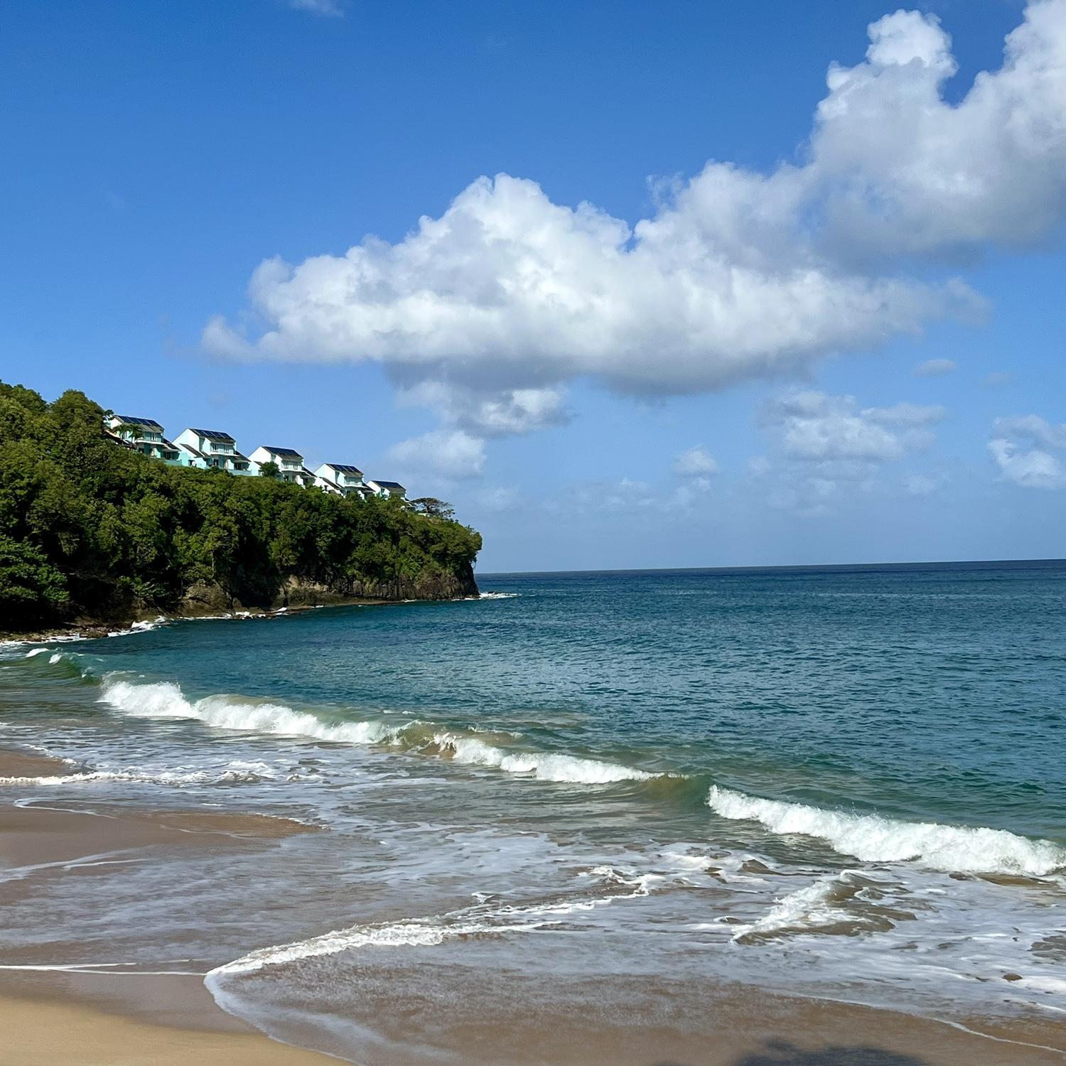 View of our villa on the bluffside, taken from the beach