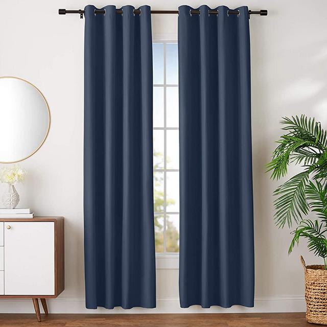 AmazonBasics Room Darkening Blackout Window Curtains with Grommets - 42" x 96", Navy, 2 Panels