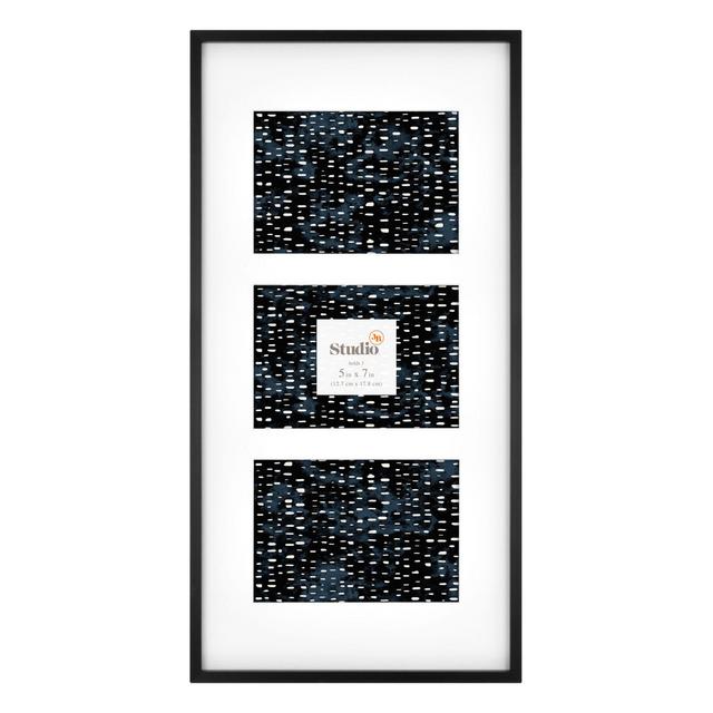 Studio 3B™ 3-Opening 5-Inch x 7-Inch Matted Frame in Black