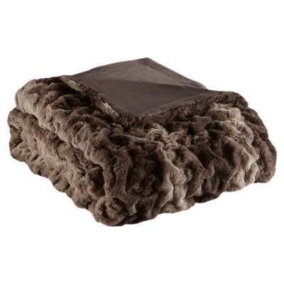 Ruched Faux Fur Throw blush