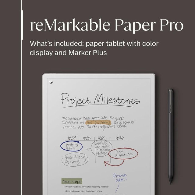 reMarkable Paper Pro Bundle – Includes 11.8” reMarkable Paper Tablet, and Marker Plus Pen with Eraser