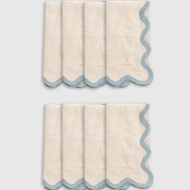 European Linen Scallop Edge Napkins (Set of 8)