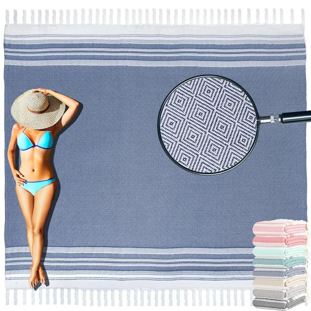 Yongoes Oversized Turkish Beach Towel Blanket Cotton Giant XL Sandproof Towels Huge Linen XXL Extra Large Big Throw Quilt Blankets for Adults Cloud Travel Camping Glamping Accessories Essentials