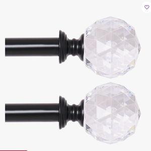 Marun Adjustable Overall Width x 0.75'' Diameter Single Curtain Rod (Set of 2) - Black, 28" - 48"
