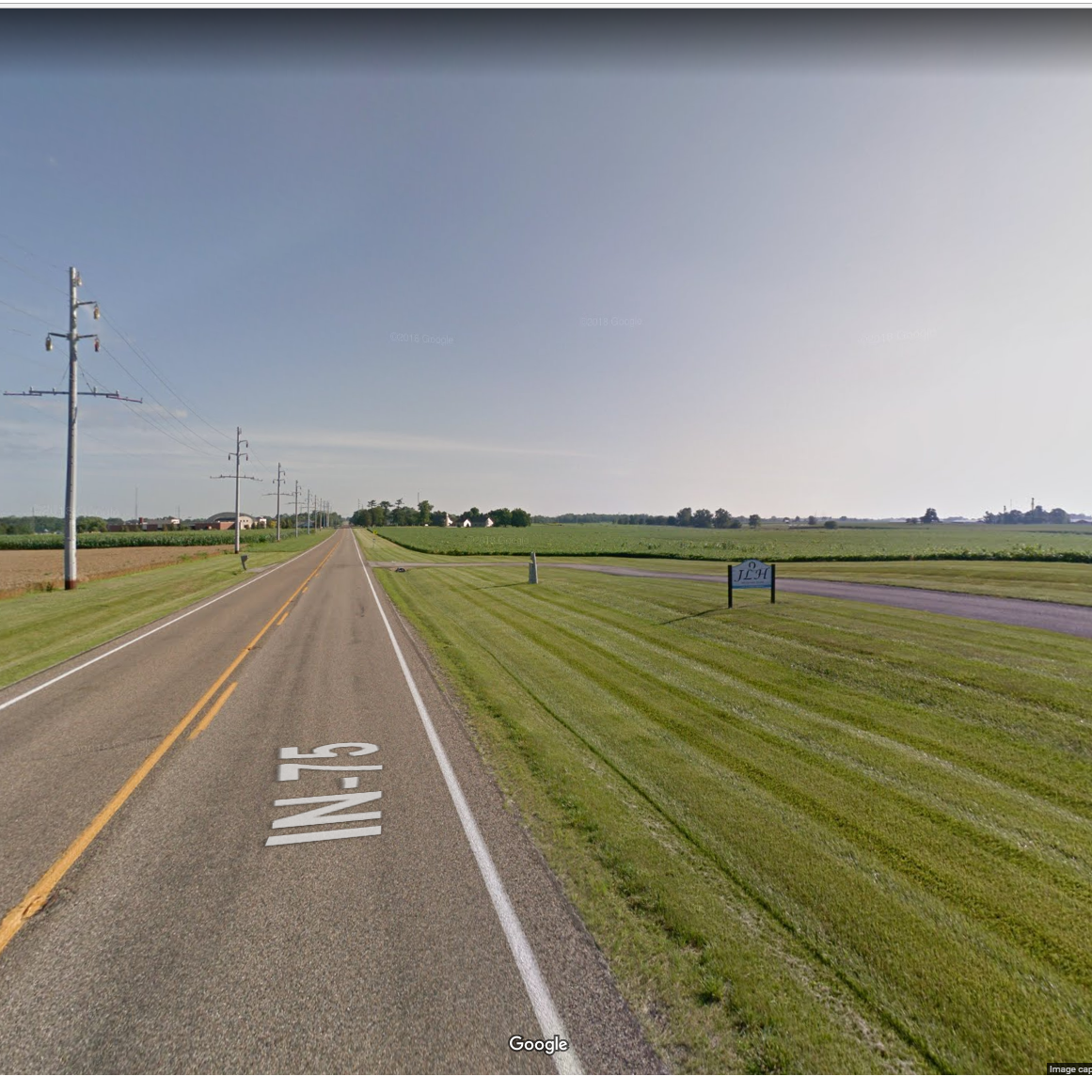 This is the entrance to the Property, off of State Road 75. If you are coming from the South (such as from I74), you will turn right off of 75. From the North, you will turn left off of 75.