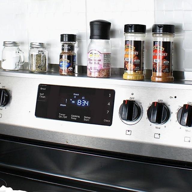 LEVIE Stove Top Stainless Steel Spice Rack Organizer 30" & Stove Counter Silicone Gap Covers (Bundle)