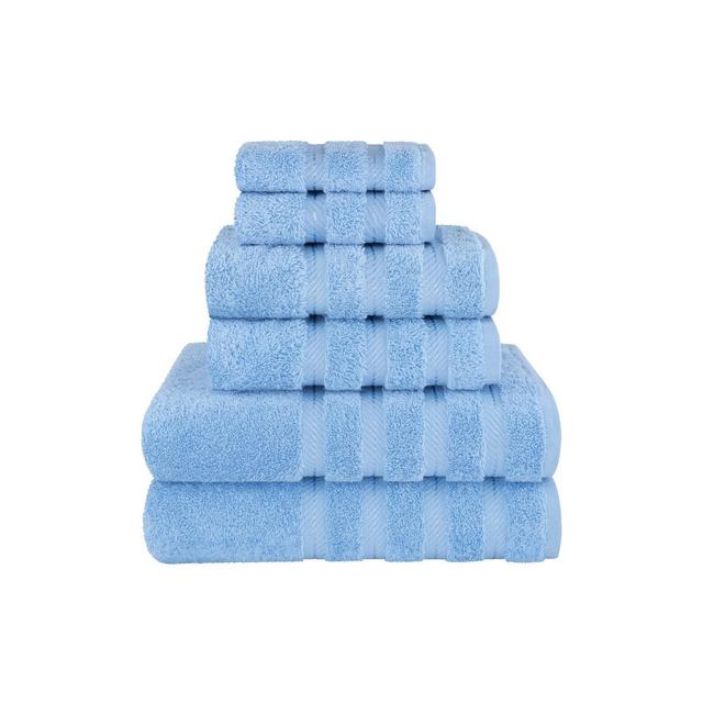 American Soft Linen 6 Piece Towel Set, 100% Cotton Bath Towels for Bathroom, Sky Blue